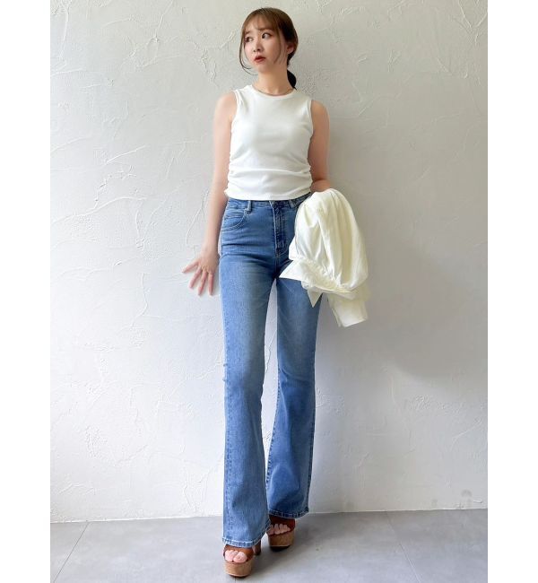 dazzlin「【吉田朱里】メイクアップフレアデニムパンツ」|デニム|