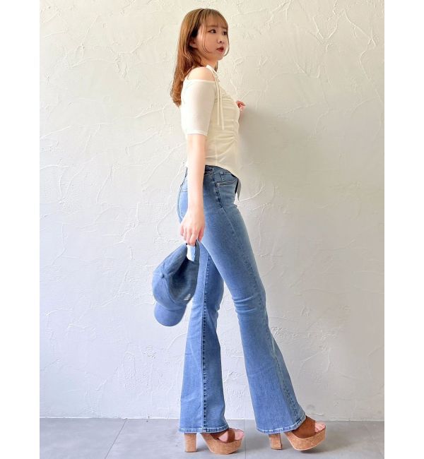 dazzlin「【吉田朱里】メイクアップフレアデニムパンツ」|デニム|