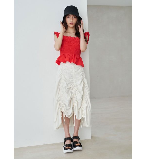 MERCURYDUO「シャーリングフリルバックシャンブラウス」|シャツ・ブラウス|