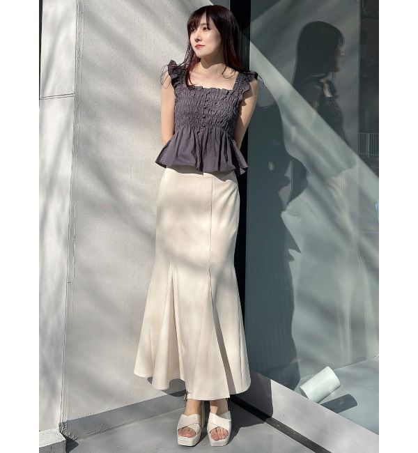 MERCURYDUO「シャーリングフリルバックシャンブラウス」|シャツ・ブラウス|