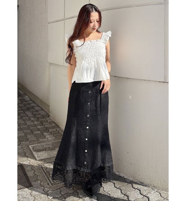 MERCURYDUO「シャーリングフリルバックシャンブラウス」|シャツ・ブラウス|