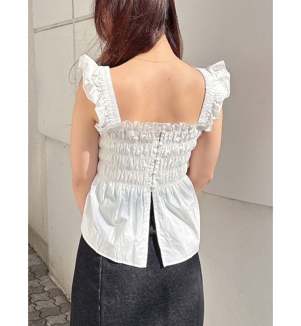 MERCURYDUO「シャーリングフリルバックシャンブラウス」|シャツ・ブラウス|