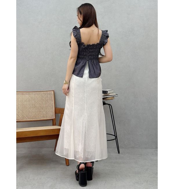 MERCURYDUO「シャーリングフリルバックシャンブラウス」|シャツ・ブラウス|