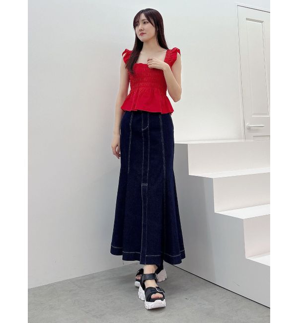 MERCURYDUO「シャーリングフリルバックシャンブラウス」|シャツ・ブラウス|