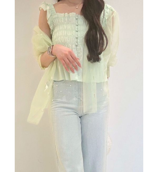 MERCURYDUO「シャーリングフリルバックシャンブラウス」|シャツ・ブラウス|
