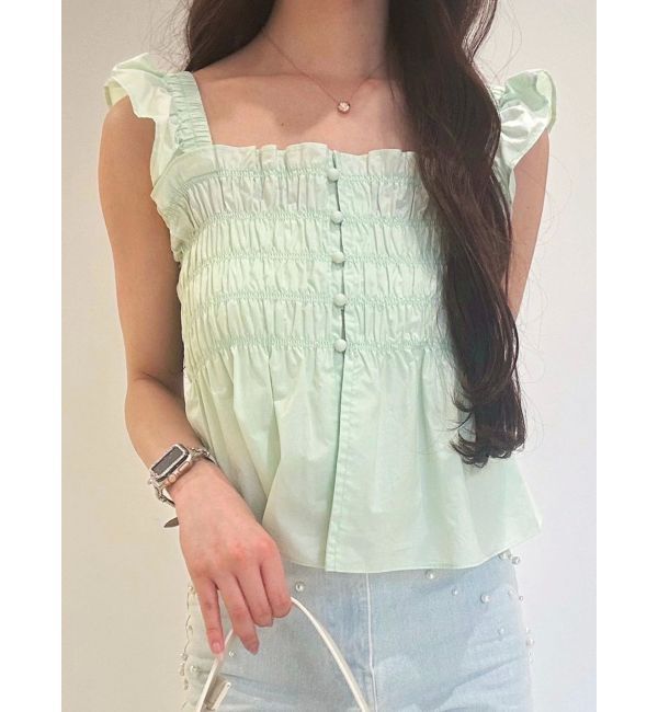 MERCURYDUO「シャーリングフリルバックシャンブラウス」|シャツ・ブラウス|