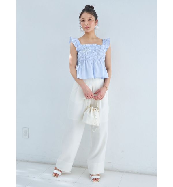 MERCURYDUO「シャーリングフリルバックシャンブラウス」|シャツ・ブラウス|