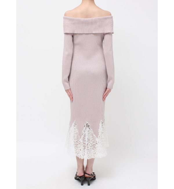 MERCURYDUO「レーストリムオフショルニットワンピース」|ワンピース|