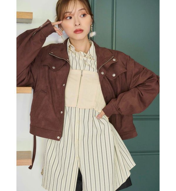 MERCURYDUO「シャーリングZIPビスチェセットシャツ」|シャツ・ブラウス|