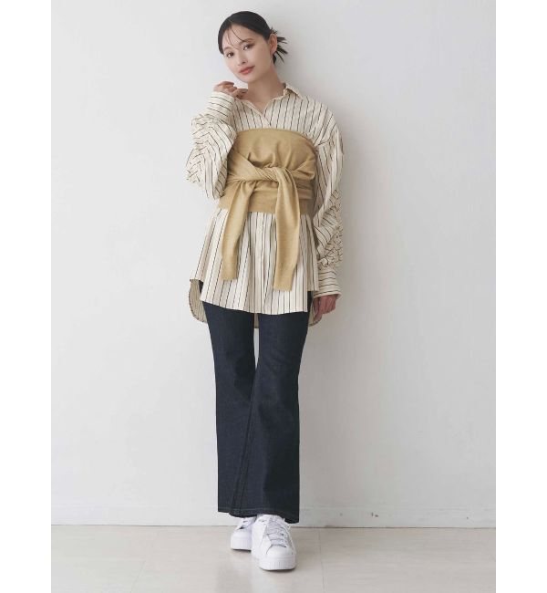 MERCURYDUO「シャーリングZIPビスチェセットシャツ」|シャツ・ブラウス|