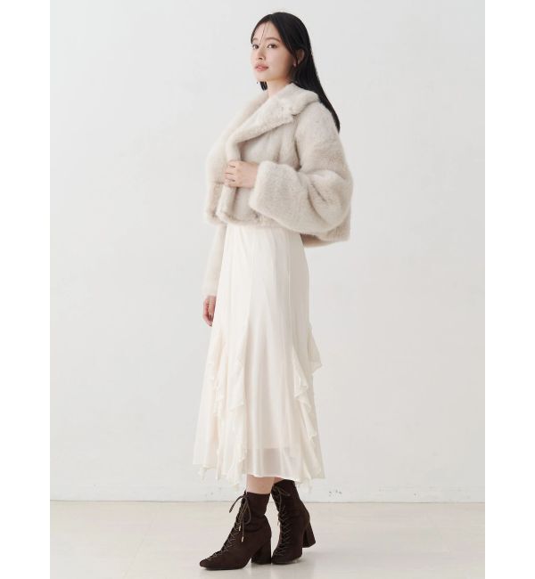 MERCURYDUO「チュールラッフルヘムワンピース」|ワンピース|