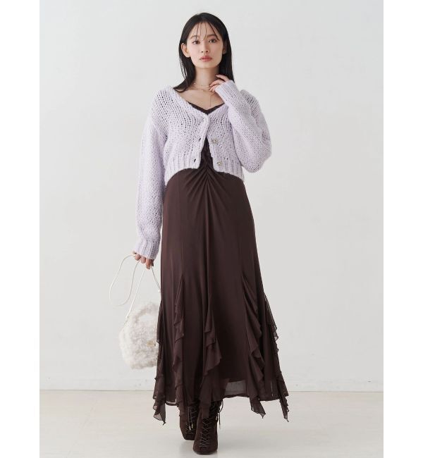 MERCURYDUO「チュールラッフルヘムワンピース」|ワンピース|