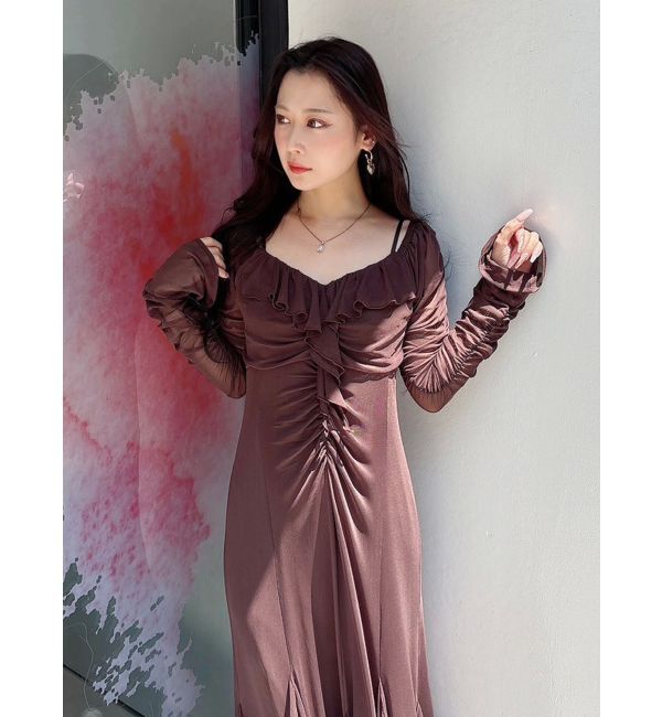 MERCURYDUO「チュールラッフルヘムワンピース」|ワンピース|