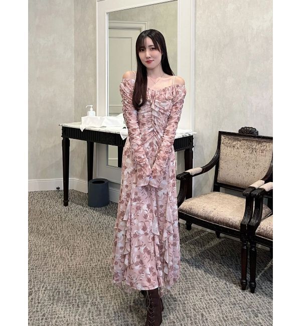 MERCURYDUO「チュールラッフルヘムワンピース」|ワンピース|