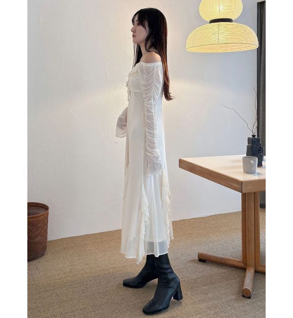 MERCURYDUO「チュールラッフルヘムワンピース」|ワンピース|