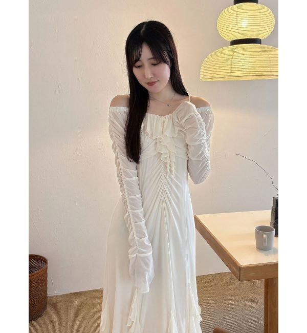 MERCURYDUO「チュールラッフルヘムワンピース」|ワンピース|