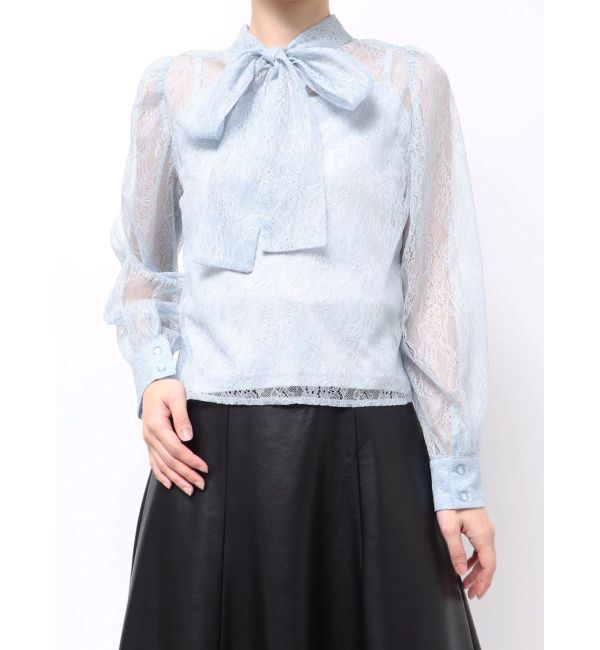 MERCURYDUO「2WAYバックリボンレースブラウス」|シャツ・ブラウス|ブルー