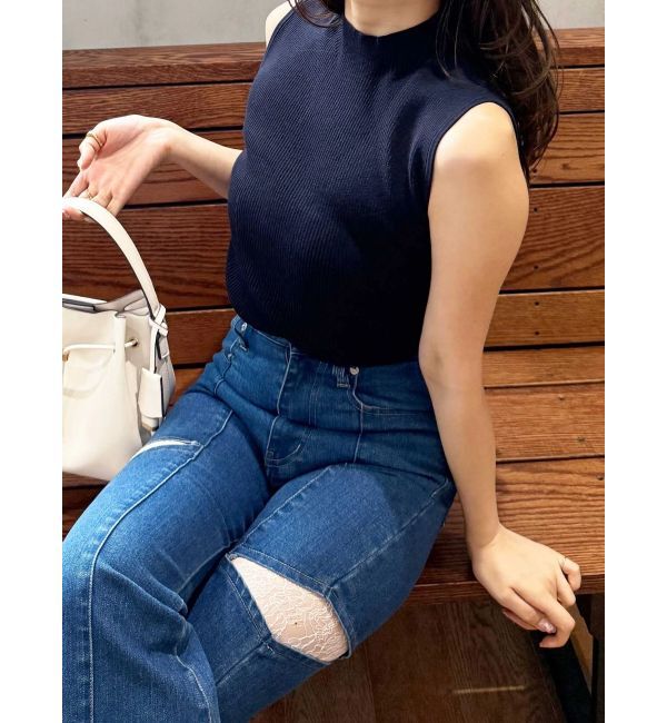 MERCURYDUO「レーストリミングカットアウトデニムパンツ」|デニム|