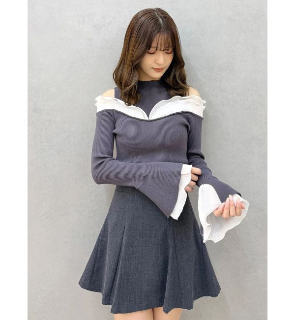 MERCURYDUO「プリーツフリル使いニット」|ニット・セーター|