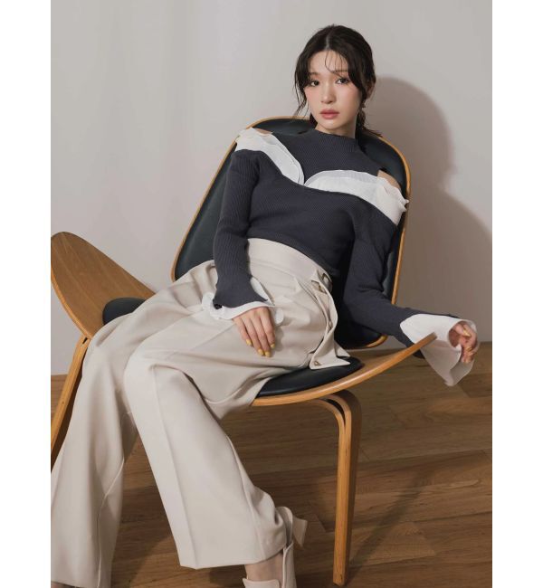 MERCURYDUO「プリーツフリル使いニット」|ニット・セーター|