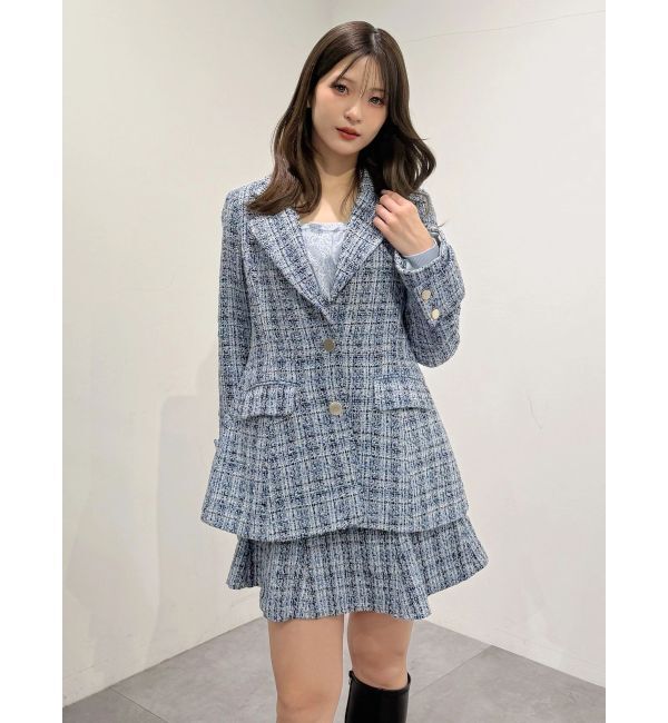 MERCURYDUO「【セットアップ着用可】フィットアンドフレアツイードジャケット」|テーラードジャケット|