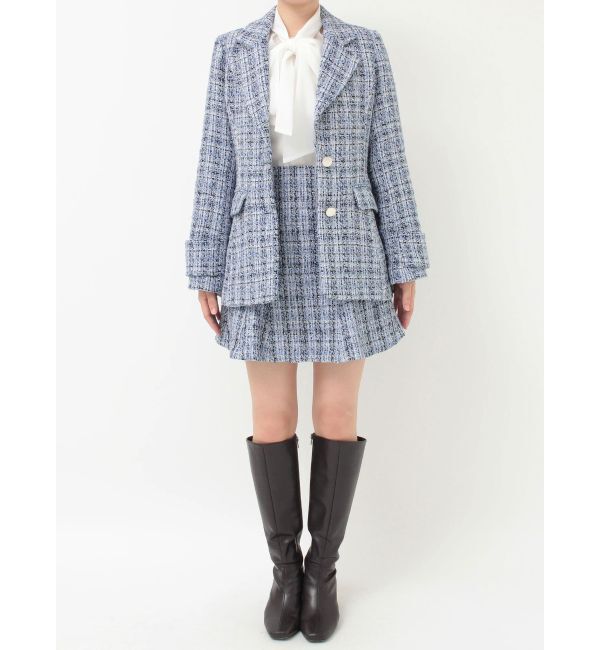 MERCURYDUO「【セットアップ着用可】フィットアンドフレアツイードジャケット」|テーラードジャケット|