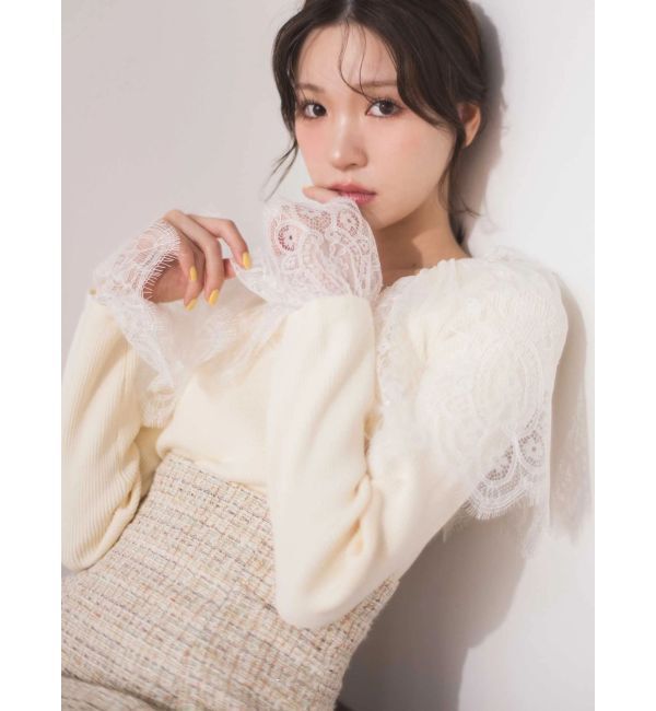 MERCURYDUO「スカラレース襟ニット」|ニット・セーター|アイボリー