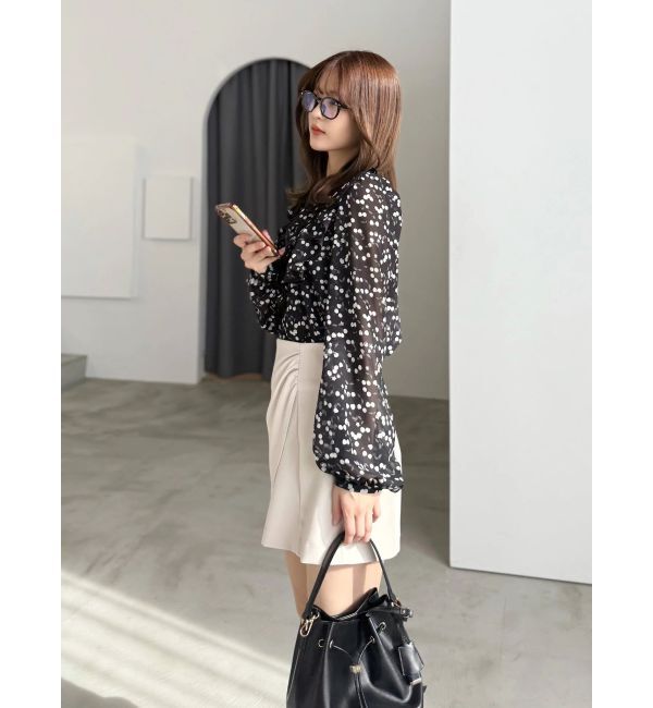 MERCURYDUO「ダブルラッフルバイカラーパイピングブラウス」|シャツ・ブラウス|