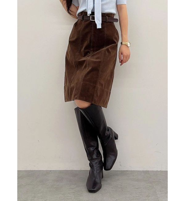 MERCURYDUO「ニーレングススカート」|スカート|ブラウン