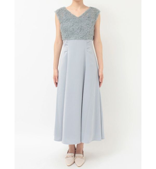 MERCURYDUO「チュールフリルドッキングサテンワンピース」|ドレス|