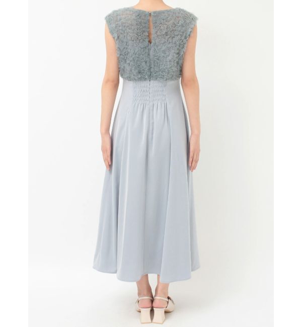 MERCURYDUO「チュールフリルドッキングサテンワンピース」|ドレス|