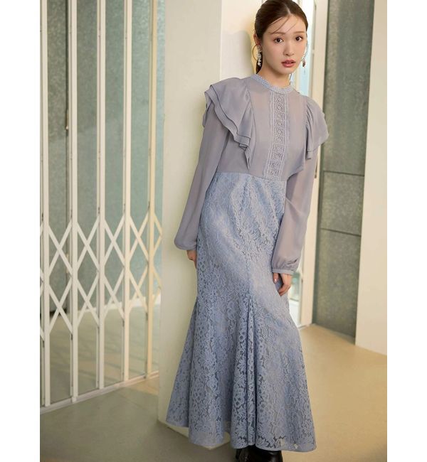 MERCURYDUO「レース切替マーメイドワンピース」|ドレス|