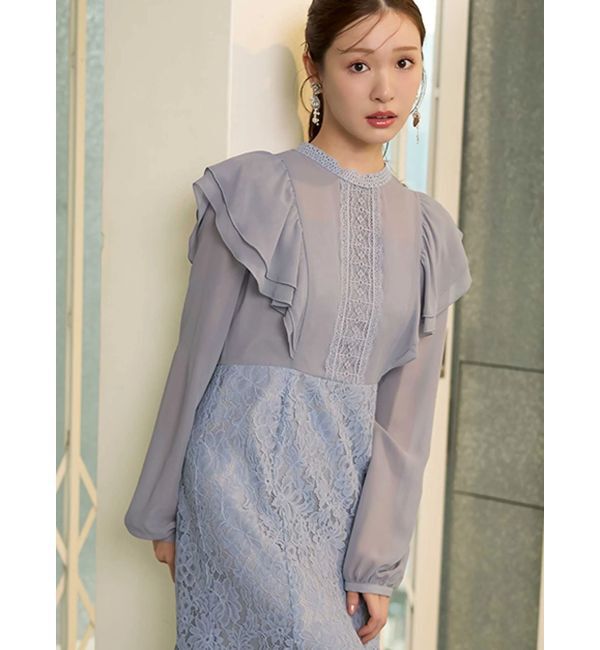 MERCURYDUO「レース切替マーメイドワンピース」|ドレス|