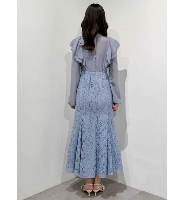 MERCURYDUO「レース切替マーメイドワンピース」|ドレス|