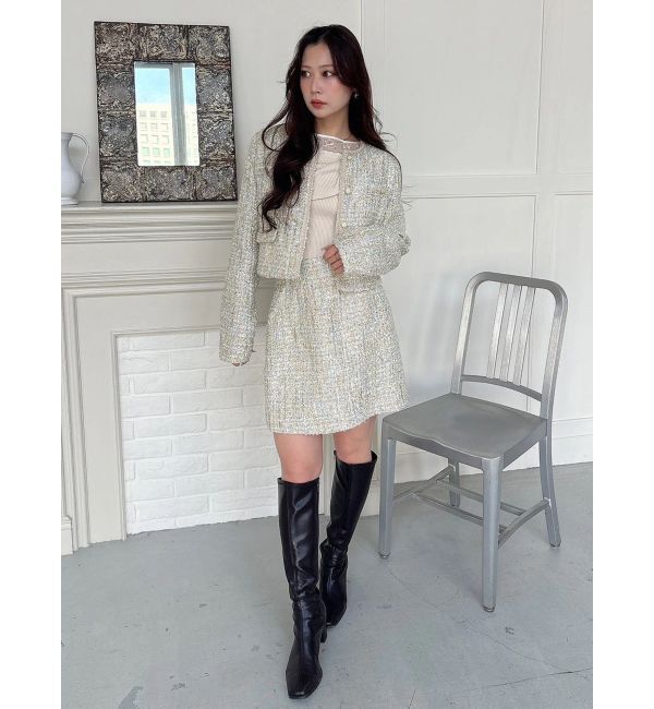 MERCURYDUO「ツイード台形ミニスカート」|スカート|