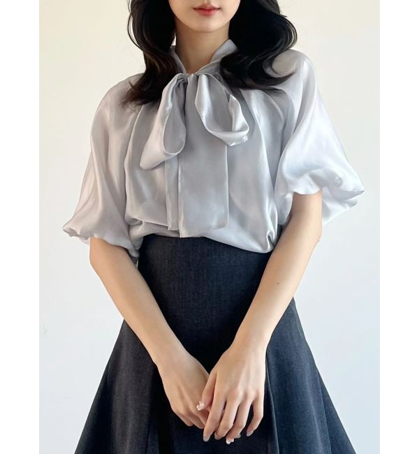 MERCURYDUO「2WAYシアーリボンブラウス」|シャツ・ブラウス|アイスブルー