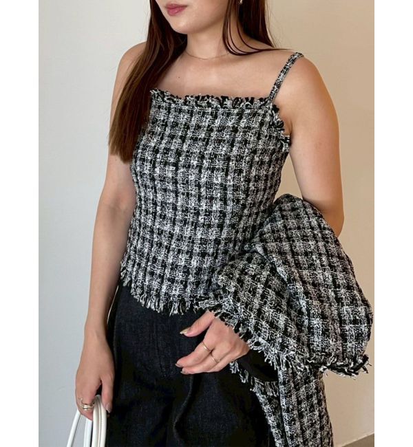 LAGUNAMOON「テープヤーンツイードキャミソール」|キャミソール|ブラック