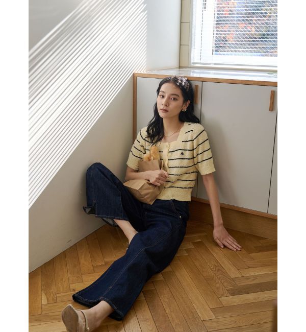 LAGUNAMOON「【POLO BCSコラボ】ブークレヤーンハーフスリーブコンパクトニットカーディガン」|ニット・セーター|