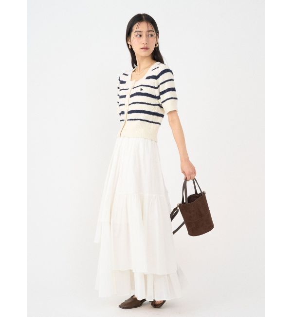 LAGUNAMOON「【POLO BCSコラボ】ブークレヤーンハーフスリーブコンパクトニットカーディガン」|ニット・セーター|