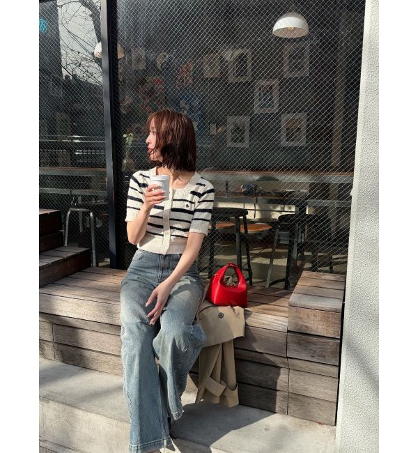 LAGUNAMOON「【POLO BCSコラボ】ブークレヤーンハーフスリーブコンパクトニットカーディガン」|ニット・セーター|