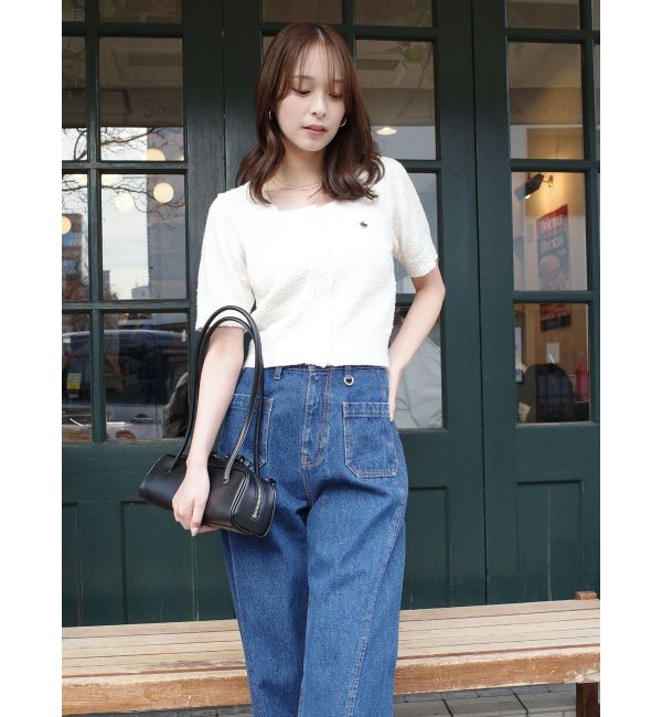 LAGUNAMOON「【POLO BCSコラボ】ブークレヤーンハーフスリーブコンパクトニットカーディガン」|ニット・セーター|