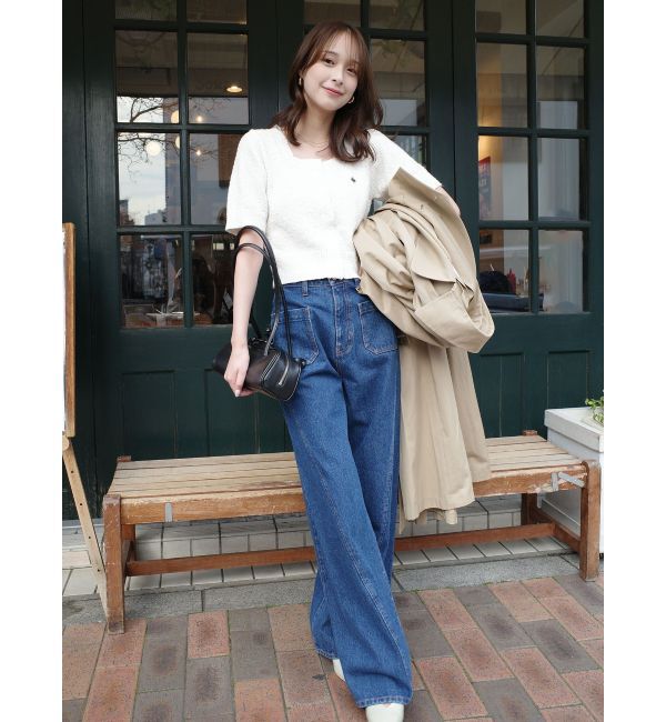 LAGUNAMOON「【POLO BCSコラボ】ブークレヤーンハーフスリーブコンパクトニットカーディガン」|ニット・セーター|