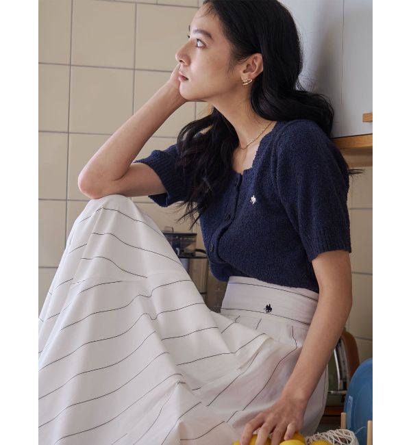 LAGUNAMOON「【POLO BCSコラボ】ブークレヤーンハーフスリーブコンパクトニットカーディガン」|ニット・セーター|