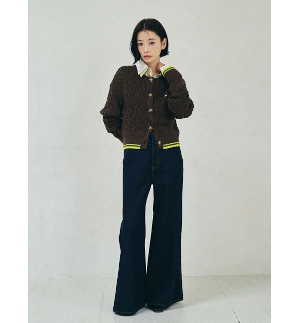 LAGUNAMOON「センタープレスワイドフレアデニムパンツ」|デニム|