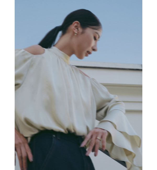 LAGUNAMOON「センタープレスワイドフレアデニムパンツ」|デニム|