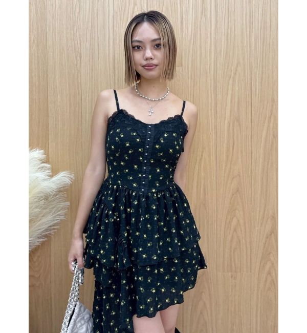 EVRIS「レースドッキングアシンメトリーミニワンピース」|ワンピース|