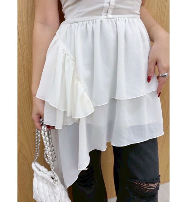 EVRIS「レースドッキングアシンメトリーミニワンピース」|ワンピース|