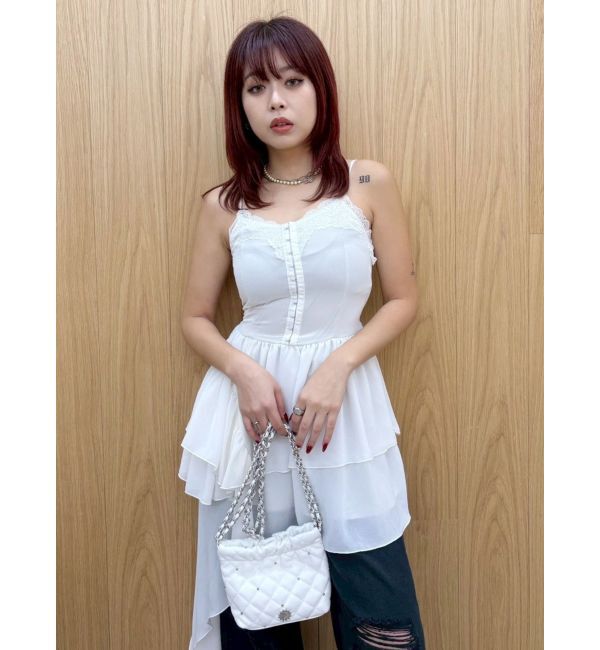 EVRIS「レースドッキングアシンメトリーミニワンピース」|ワンピース|