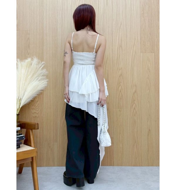 EVRIS「レースドッキングアシンメトリーミニワンピース」|ワンピース|