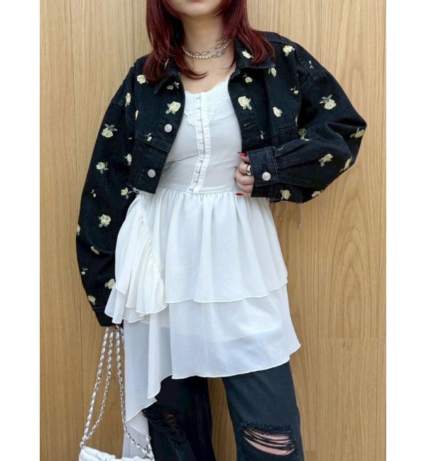 EVRIS「レースドッキングアシンメトリーミニワンピース」|ワンピース|